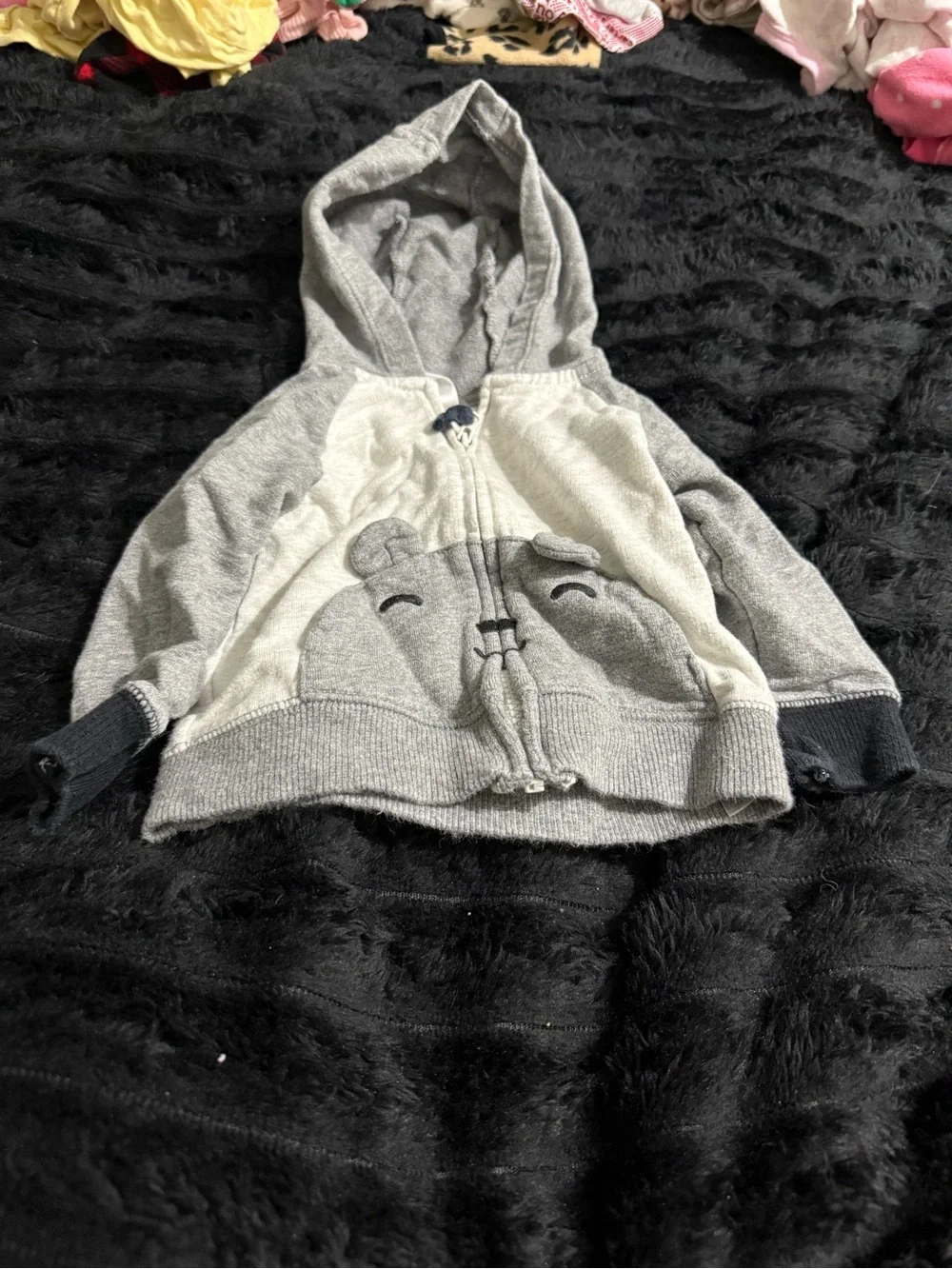Carter's Grey and Cream Bear Hooded Zip-Up Sweatshirt